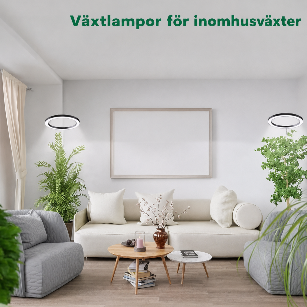 Växtlampa för Inomhusväxter – Fullspektrum LED Ringlampa med Timer, 9 Ljusnivåer och Teleskopstång