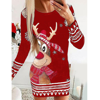 Christmas Reindeer Print Dress