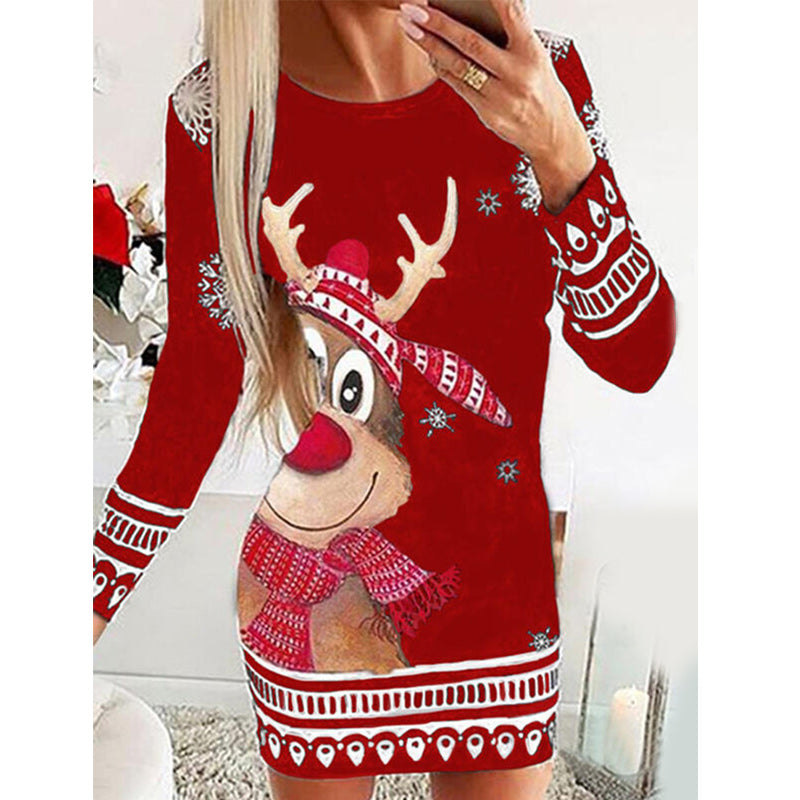 Christmas Reindeer Print Dress