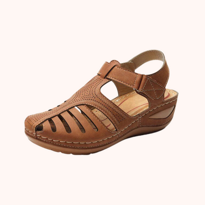 Blød PU-læder lukket tå Vintage skridsikre sandaler