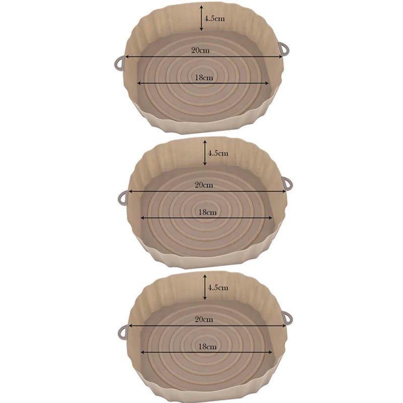 3-delt sæt med Silikonebakker til airfryer