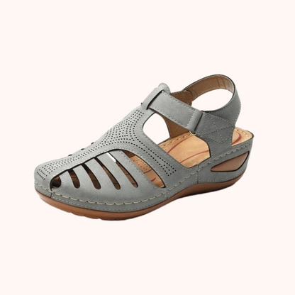 Blød PU-læder lukket tå Vintage skridsikre sandaler