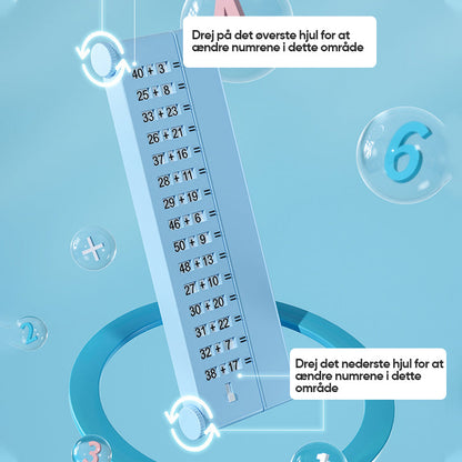 Matematisk øvelsestavle med regnestykker til børn