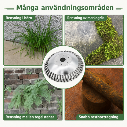Kolstål Ogräsborste & Trimmer – Flätade Stålblad för Envist Ogräs och Högt Gräs