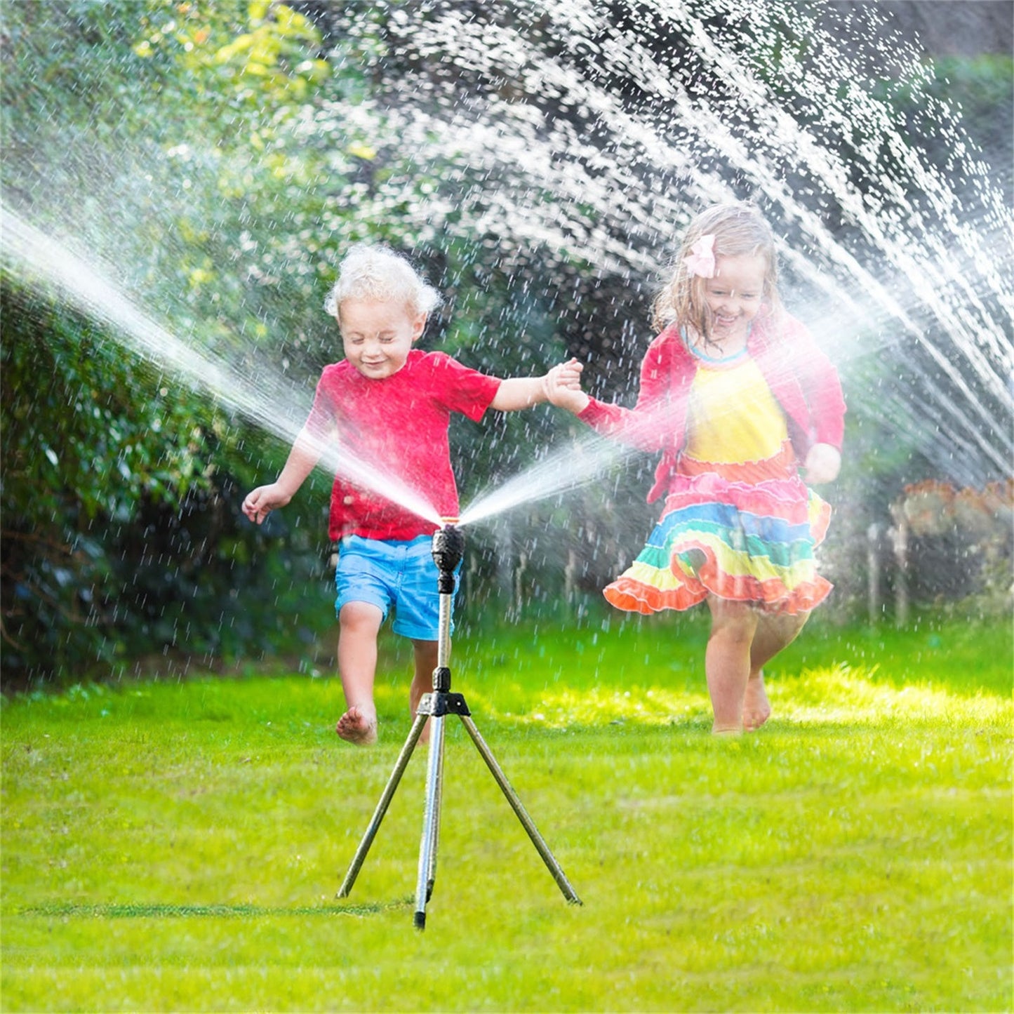 Högtryckssprinkler med Roterande Stativ – 360° Bevattning, Justerbar Höjd och Spridning