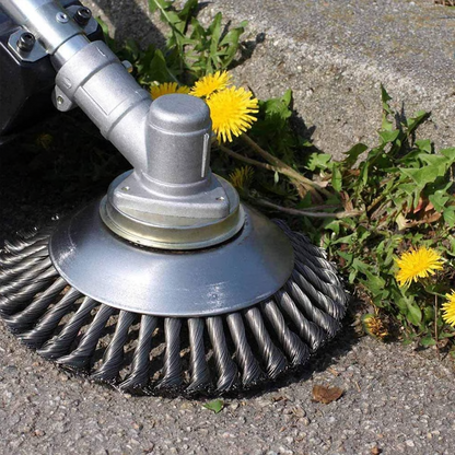 Kolstål ogräsborste och trimmer med flätade stålblad